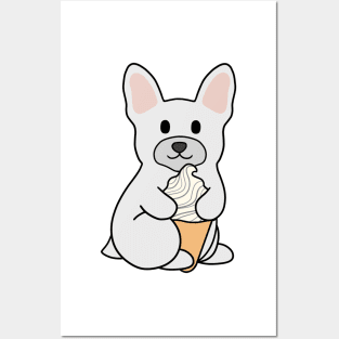 White French Bulldog Ice Cream Posters and Art